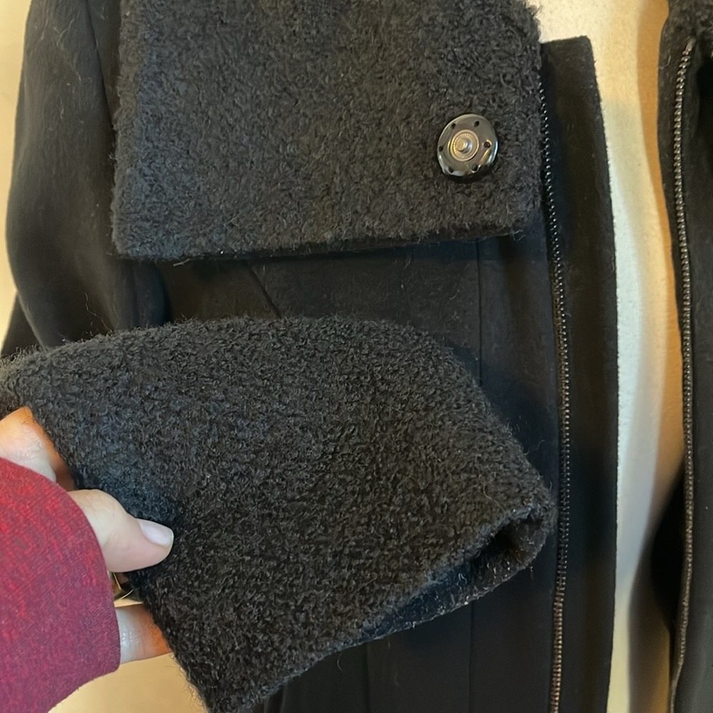 Laundry by Shelli Secal Black Wool Blend Coat w/oversized collar Size Small - Picture 11 of 15